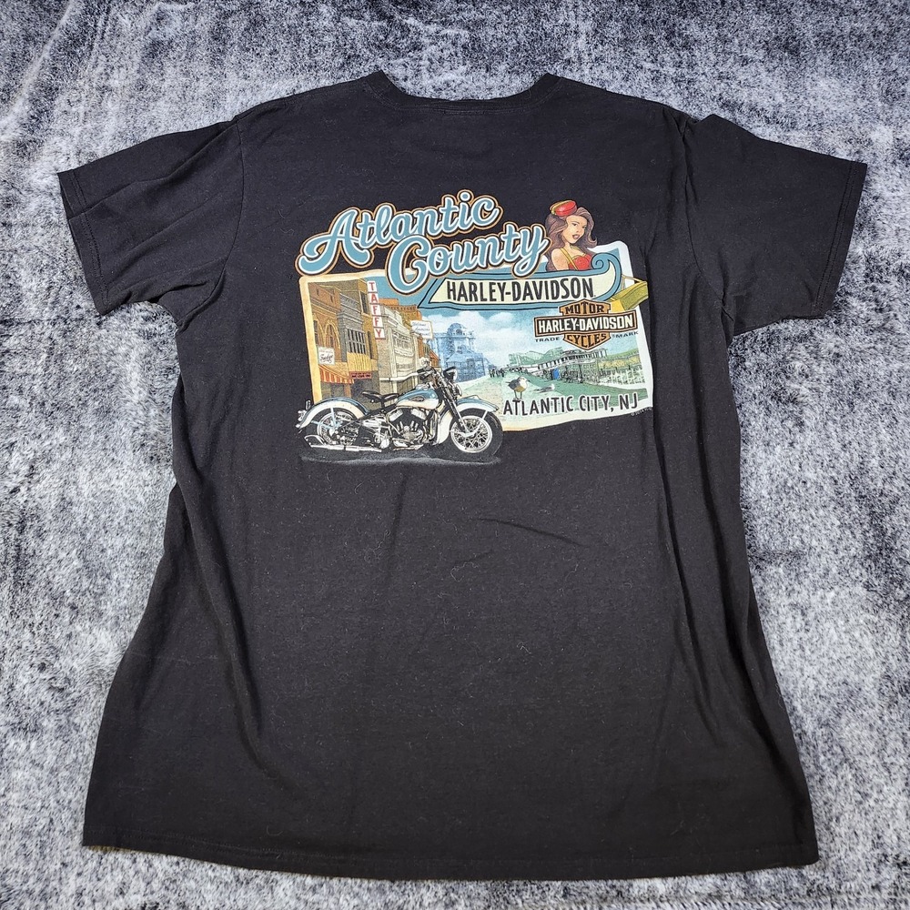 Vintage Harley Davidson Hanes Tshirt Atlantic City Made in USA pocket XL - Picture 10 of 12